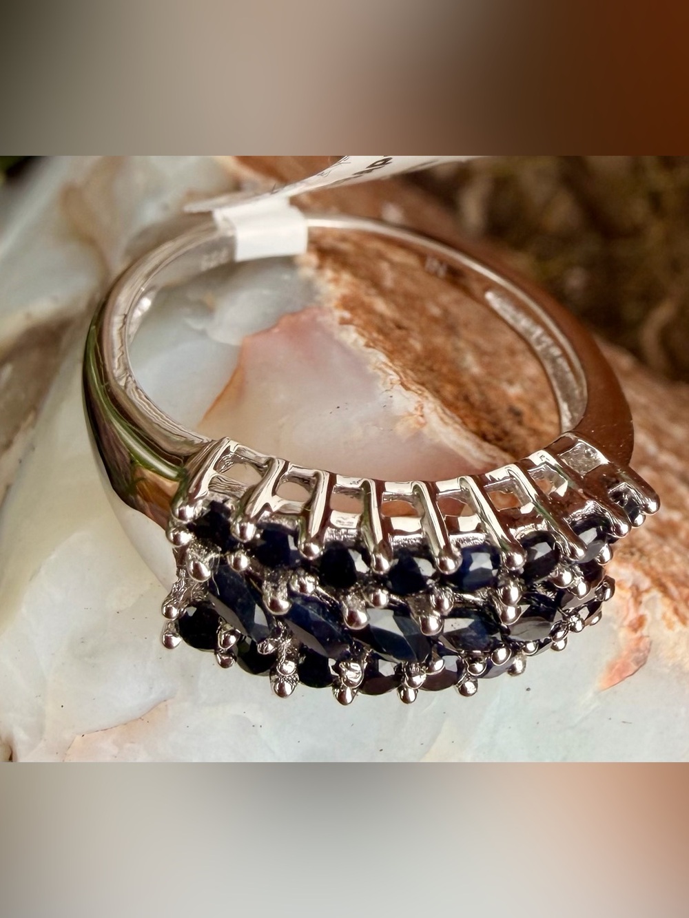 1.52 CTW Black Sapphire Sterling Silver Marquise Ring Size 8